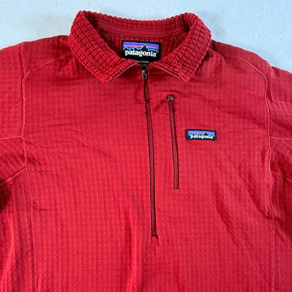 Patagonia R1 1/4 Zip Pullover Mens Large Polartec Grid Fleece Red
